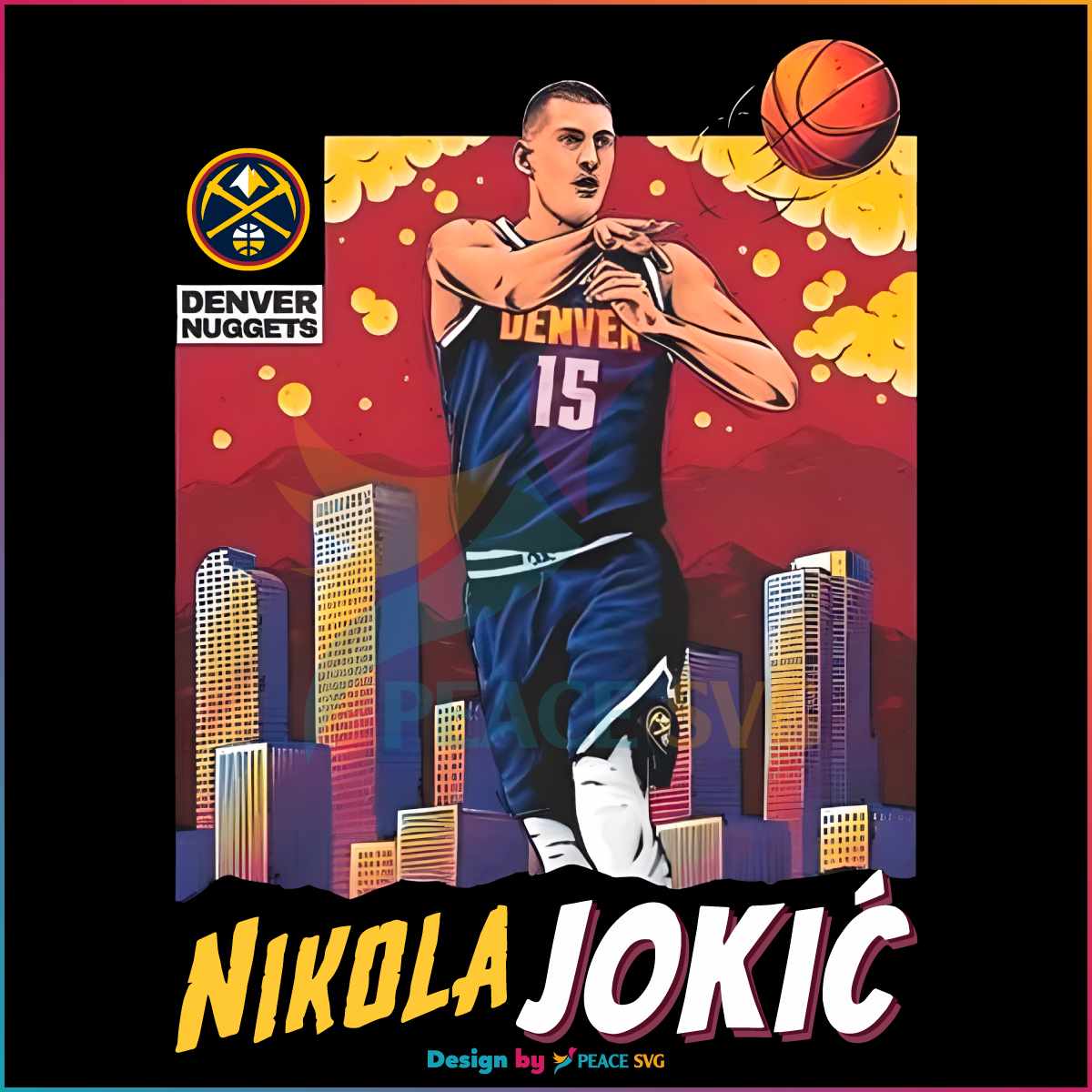 Denver Nuggets NBA Player Nikola Jokic PNG Silhouette Files PeaceSVG