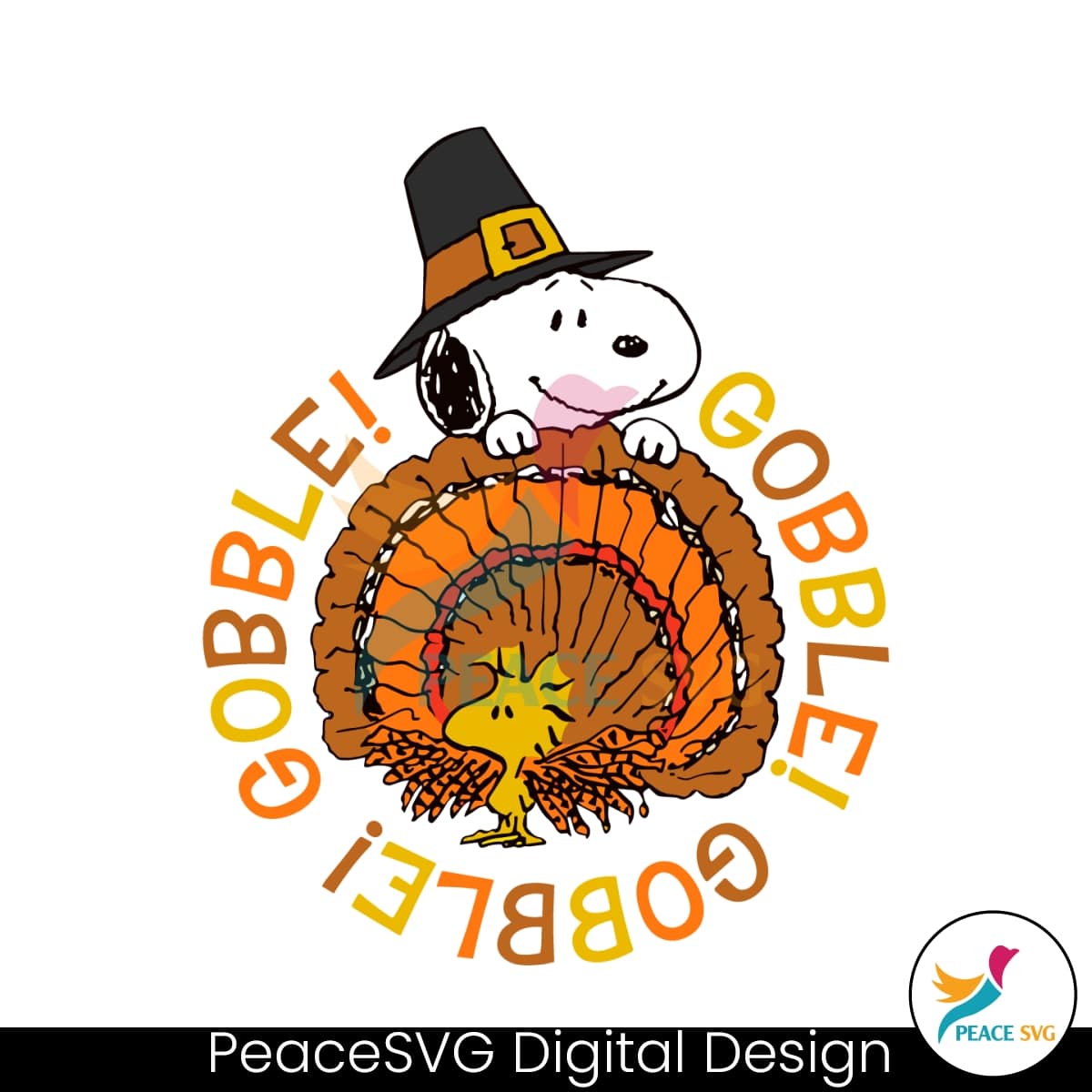 Thanksgiving Gobble Snoopy And Woodstock SVG Cricut Files PeaceSVG