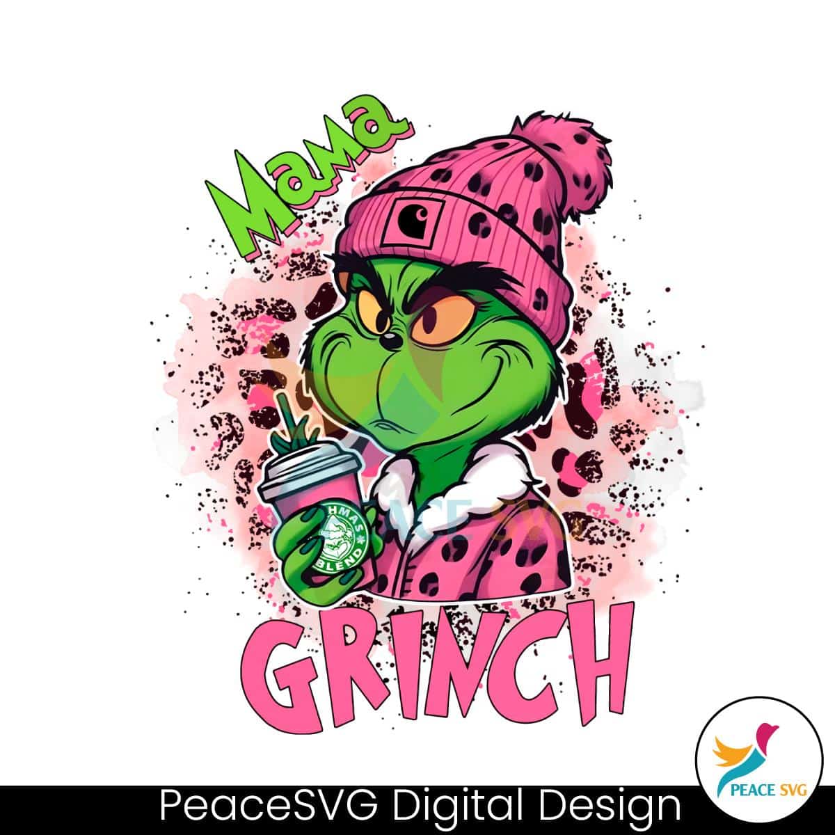 Pink Leopard Mama Grinch PNG PeaceSVG