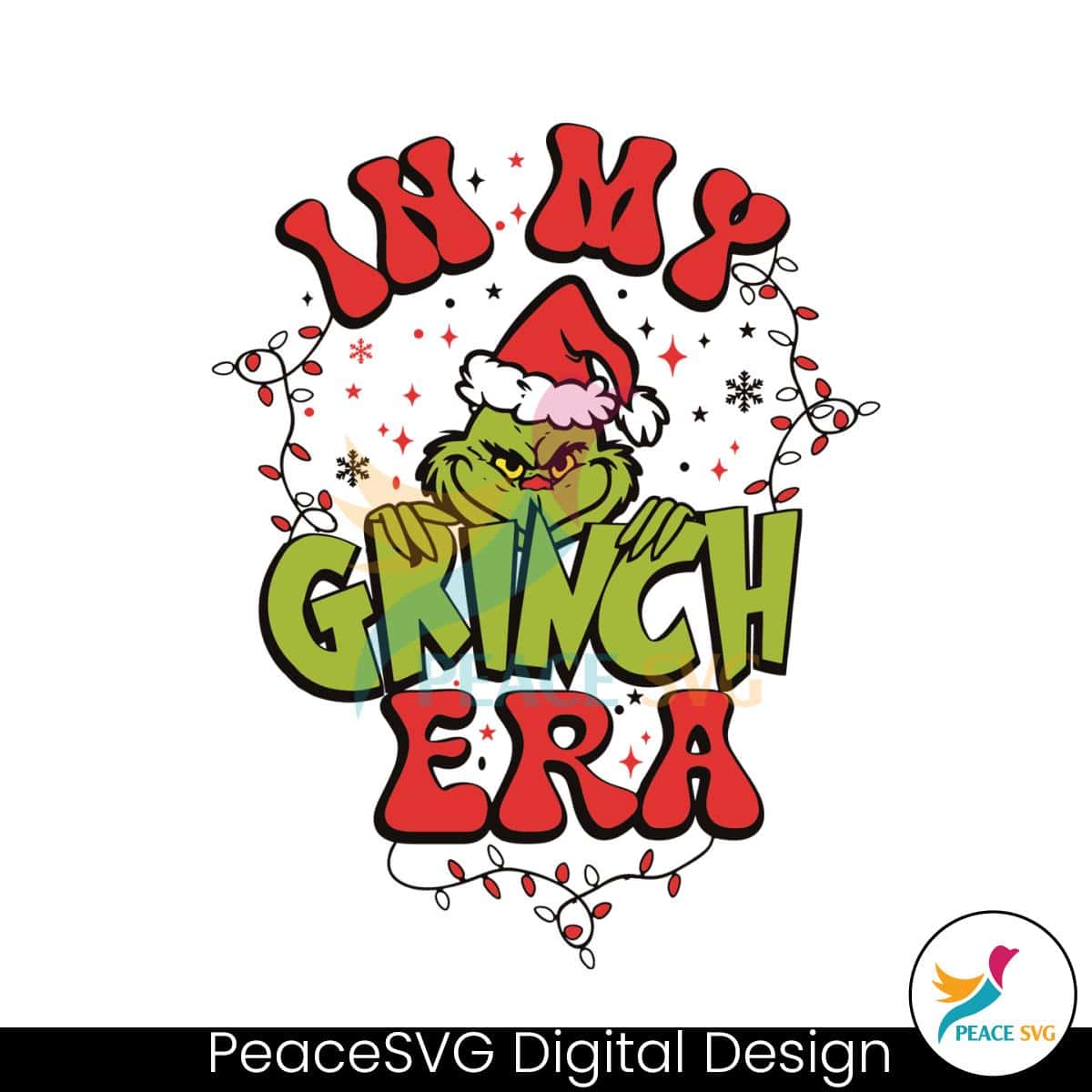 Christmas Lights In My Grinch Era SVG Clipart PeaceSVG