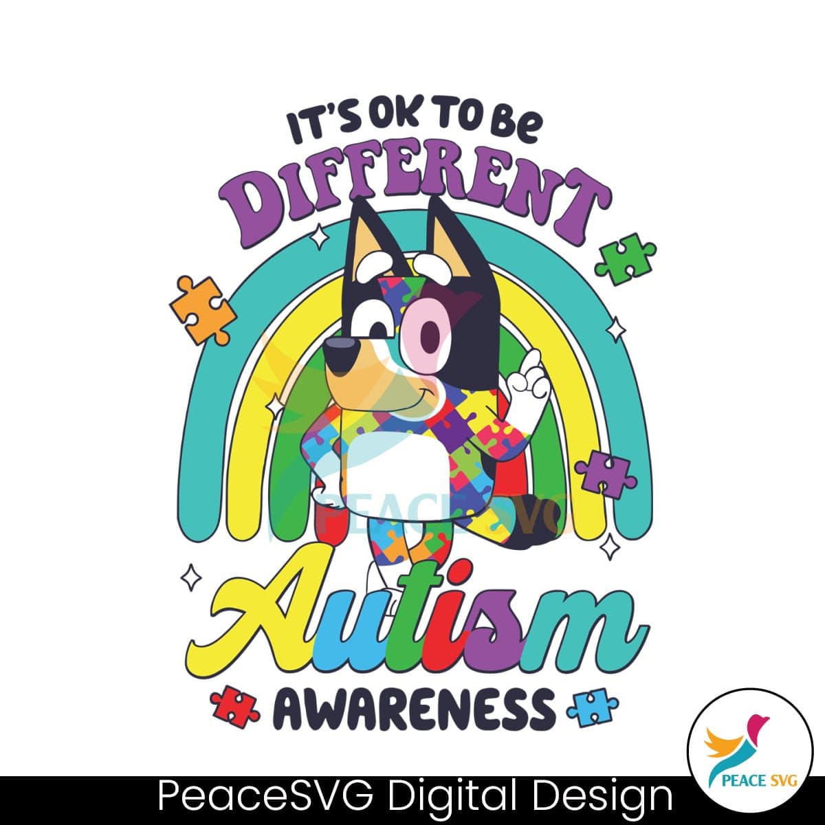 Its Ok To Be Different Autism Awareness Bluey Support SVG PeaceSVG