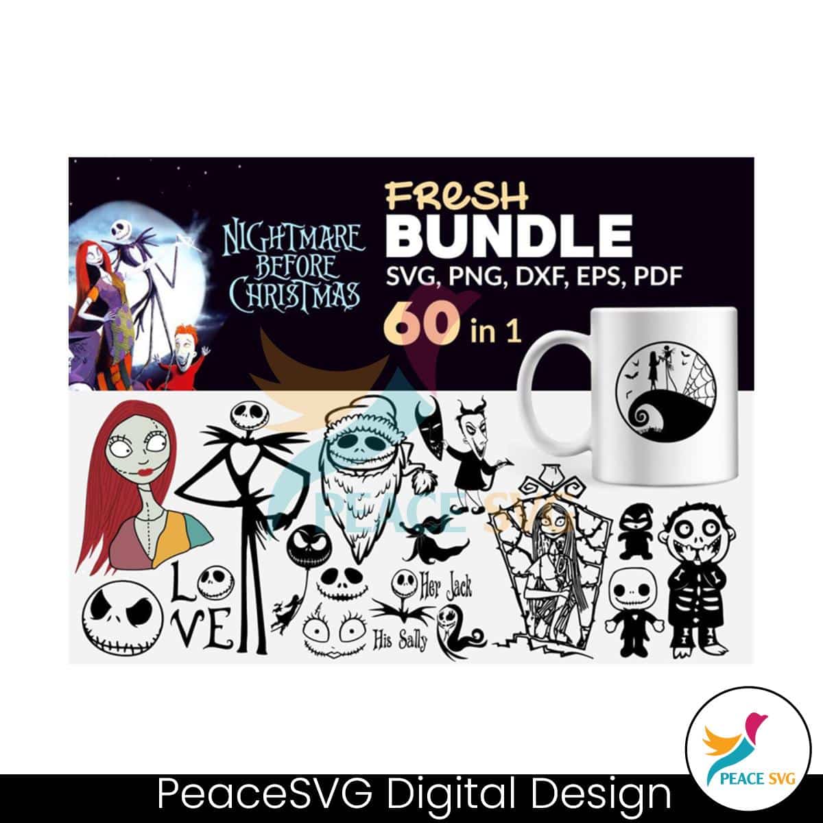 Nightmare Before Christmas Bundle Svg Peacesvg