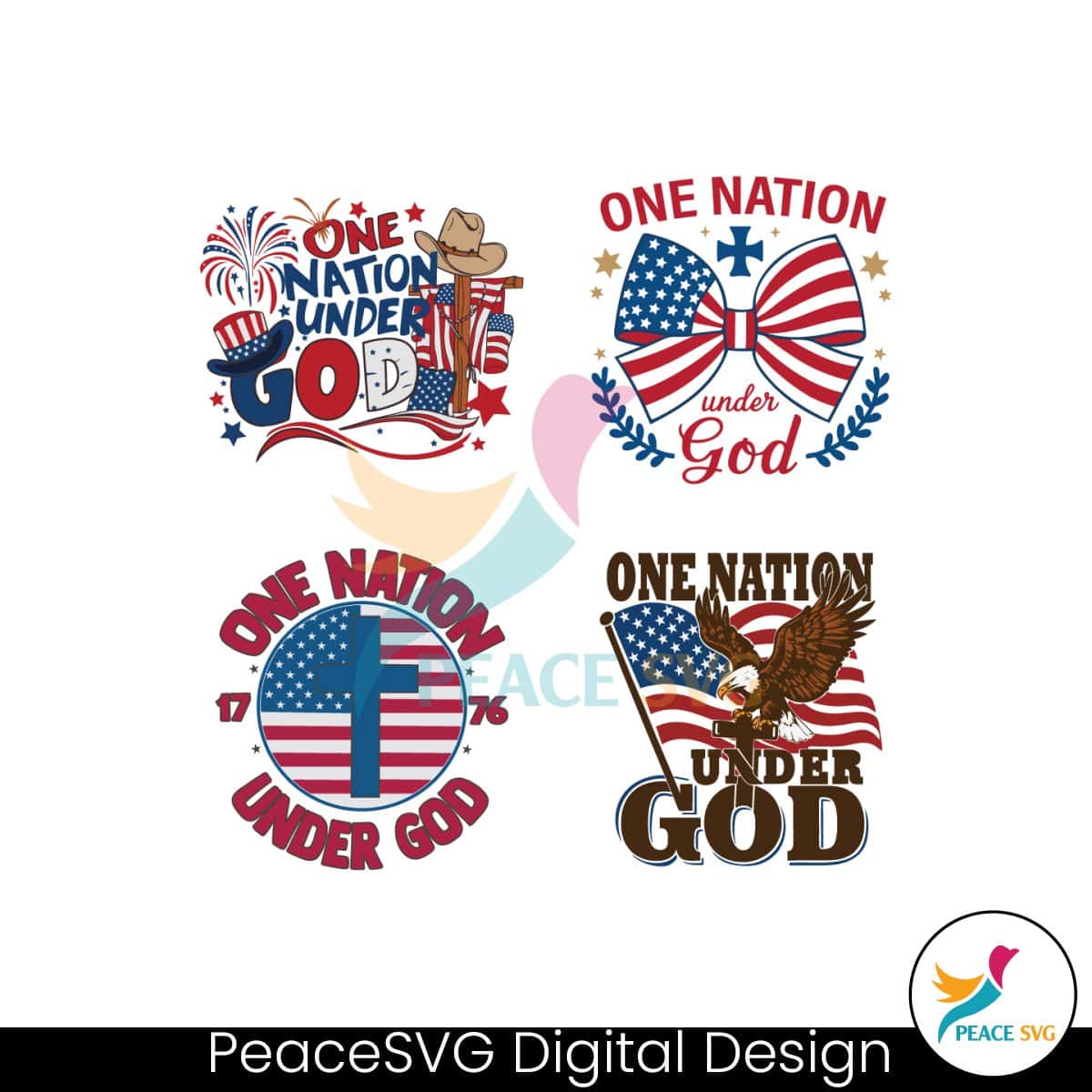 One Nation Under God 4th Of July SVG Bundle PeaceSVG