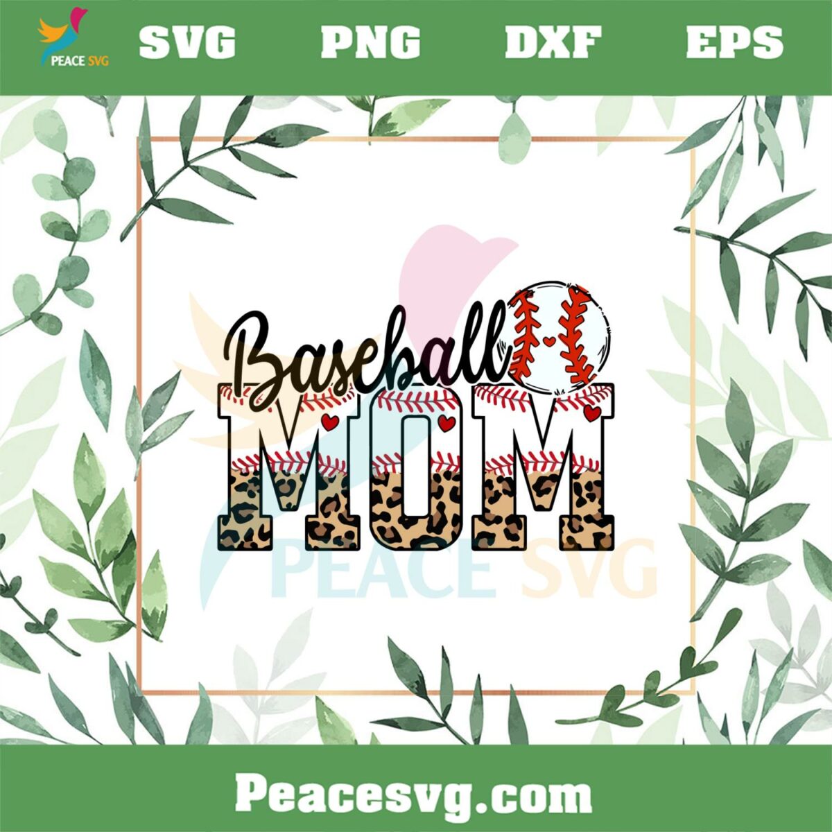 Retro Leopard Baseball Mom SVG Happy Mothers Day SVG Cutting Files