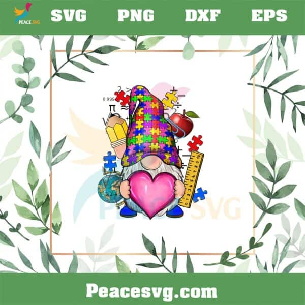 Autism Gnomes Heart Autism Awareness PNG Sublimation