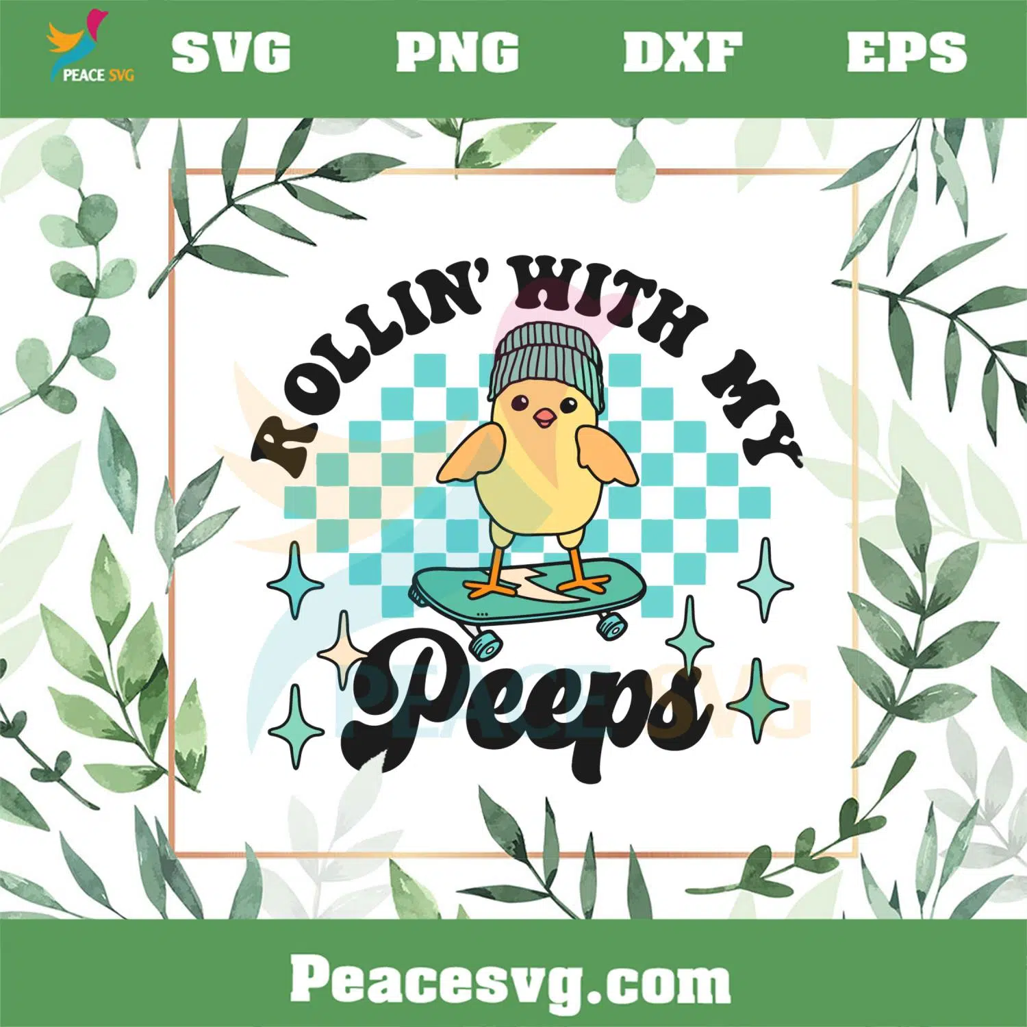 Rollin With My Peeps Easter Chicken Best SVG Cutting Digital Files