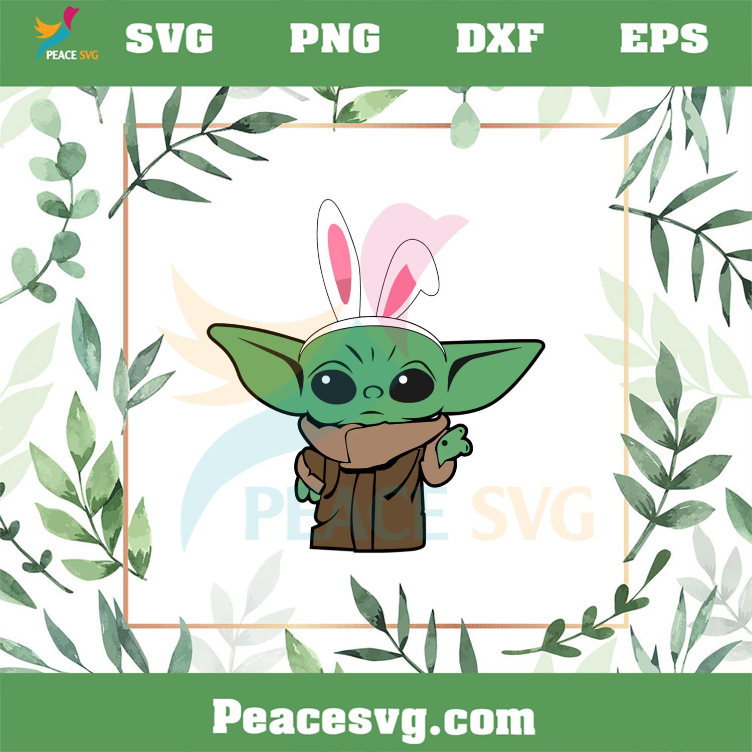 Cute Easter Baby Yoda Bunny Ear SVG Graphic Designs Files