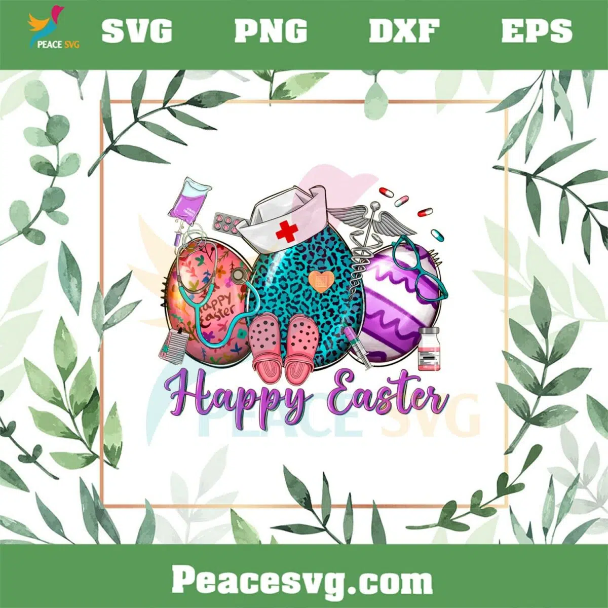 Happy Easter Egg Nurse PNG For Cricut Sublimation Files