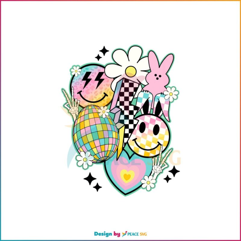 Retro Easter Egg Disco Ball Smiley Face Svg Graphic Designs Files