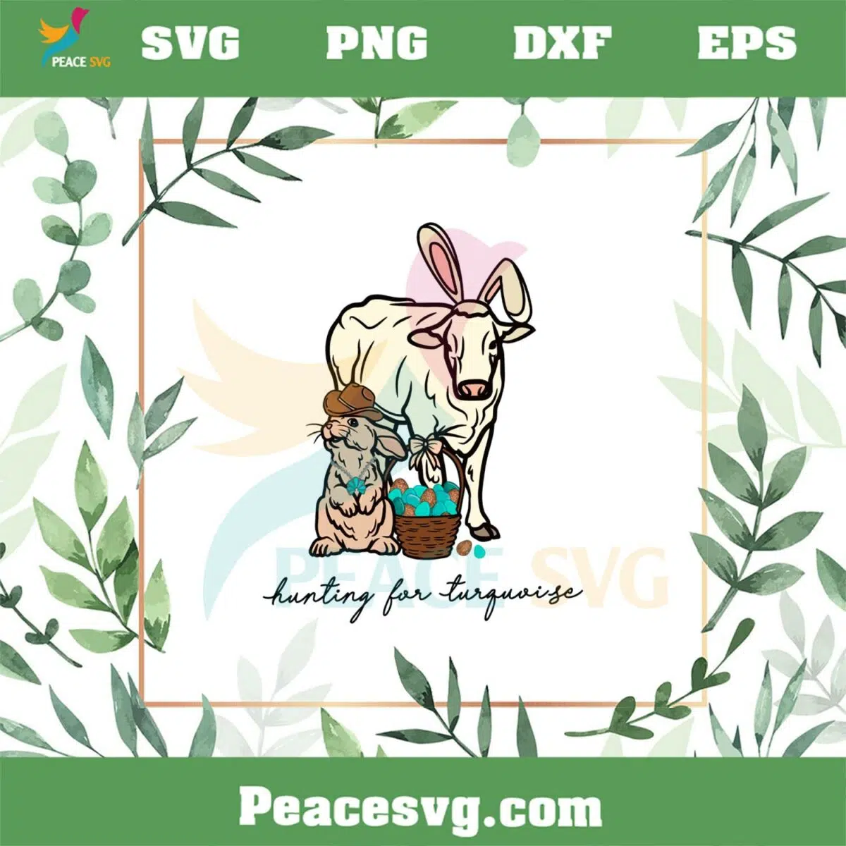 Hunting for Turquoise Western Easter PNG Sublimation