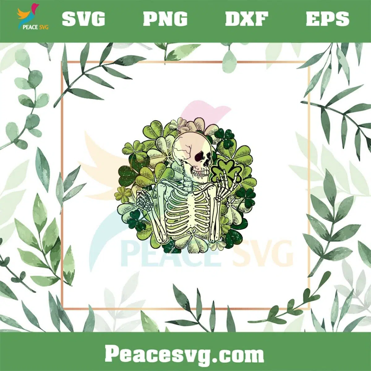 St Patricks Day Shamrock Skeleton PNG Cutting FileS