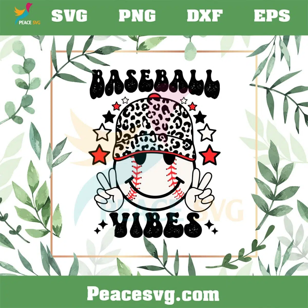 Baseball Vibes Leopard Funny Baseball Mom Svg Cutting Files