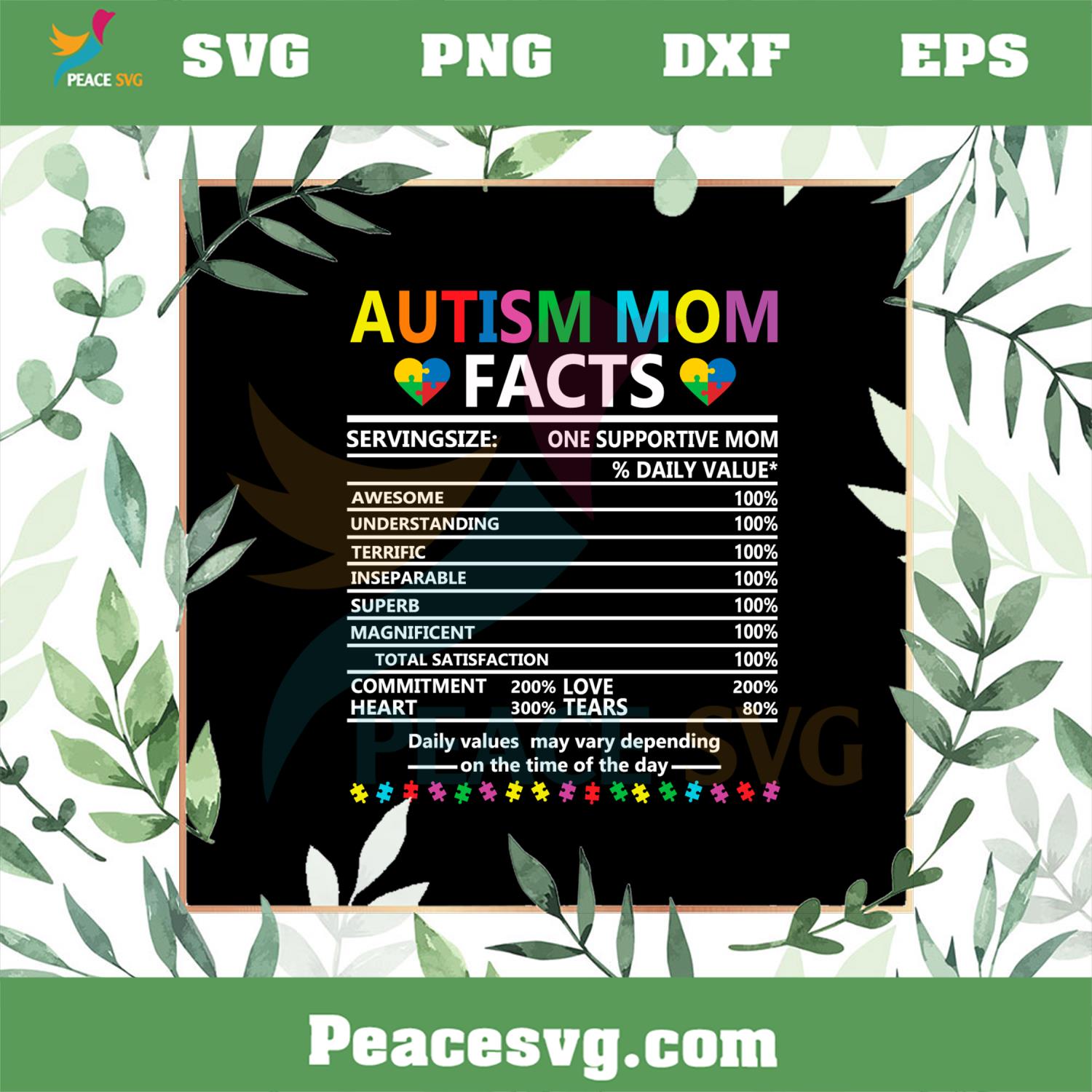 Autism Mom Facts Supportive Mother’s Day Autism Awareness SVG Graphic Designs Files