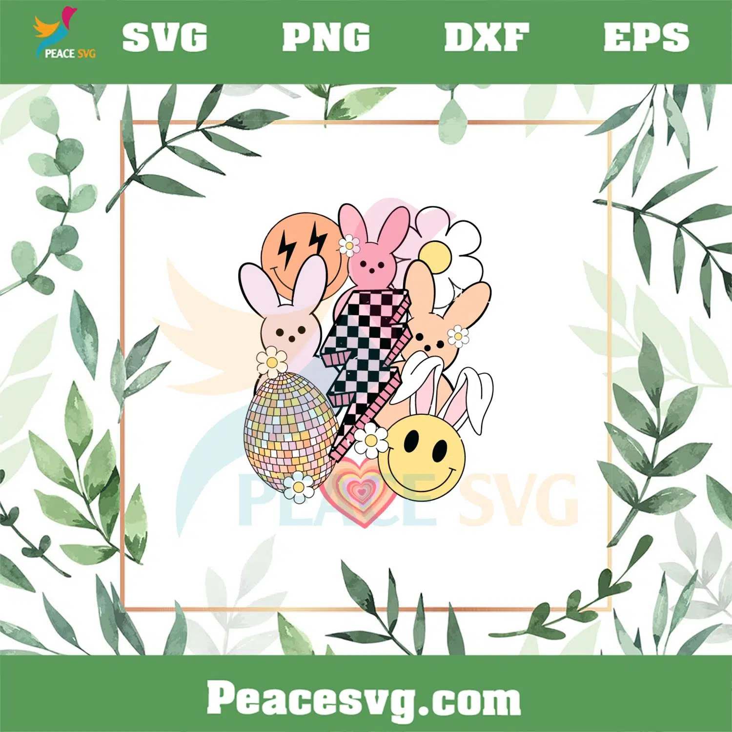 Retro Grovy Bunny Peeps Cute Easter Bunny SVG Cutting Files