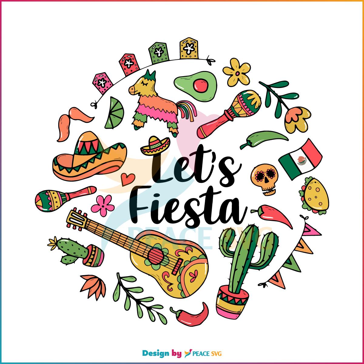 Let’s Fiesta Cinco De Mayo Festival Svg Graphic Designs Files