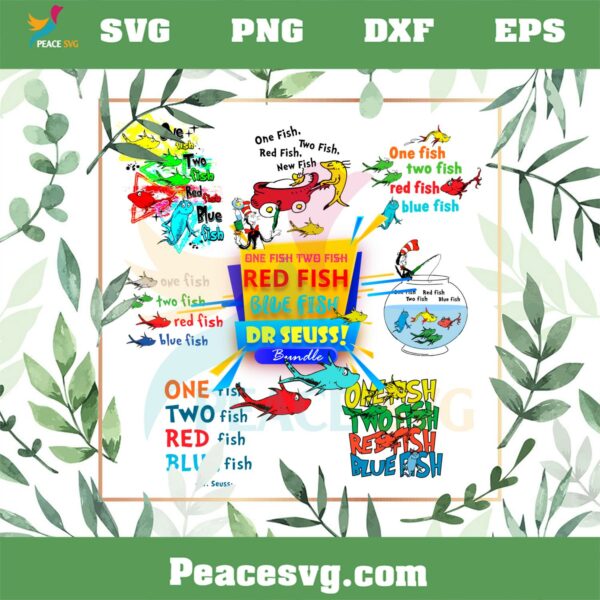 One Fish Two Fish Red Fish Blue Fish Dr Seuss Bundle SVG Cutting Files