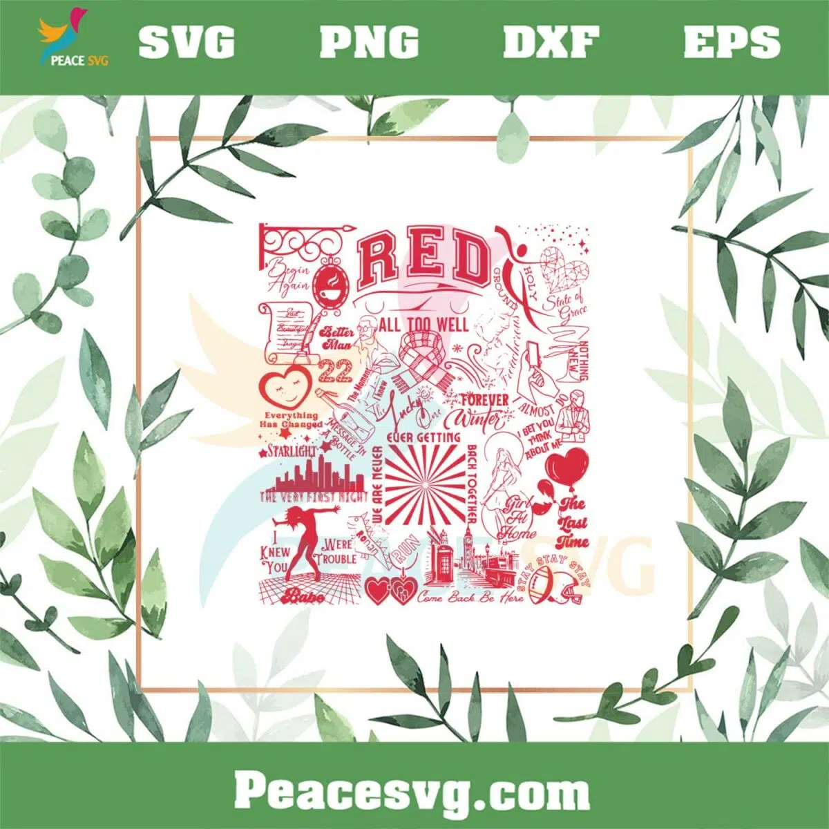 RED Taylor Swift Album Taylor Swift Song SVG Cutting Files