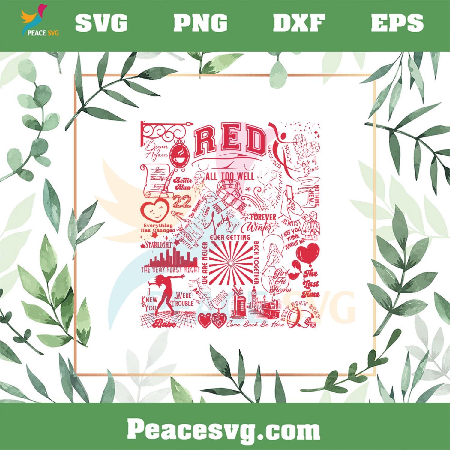 RED Taylor Swift Album Taylor Swift Song SVG Cutting Files