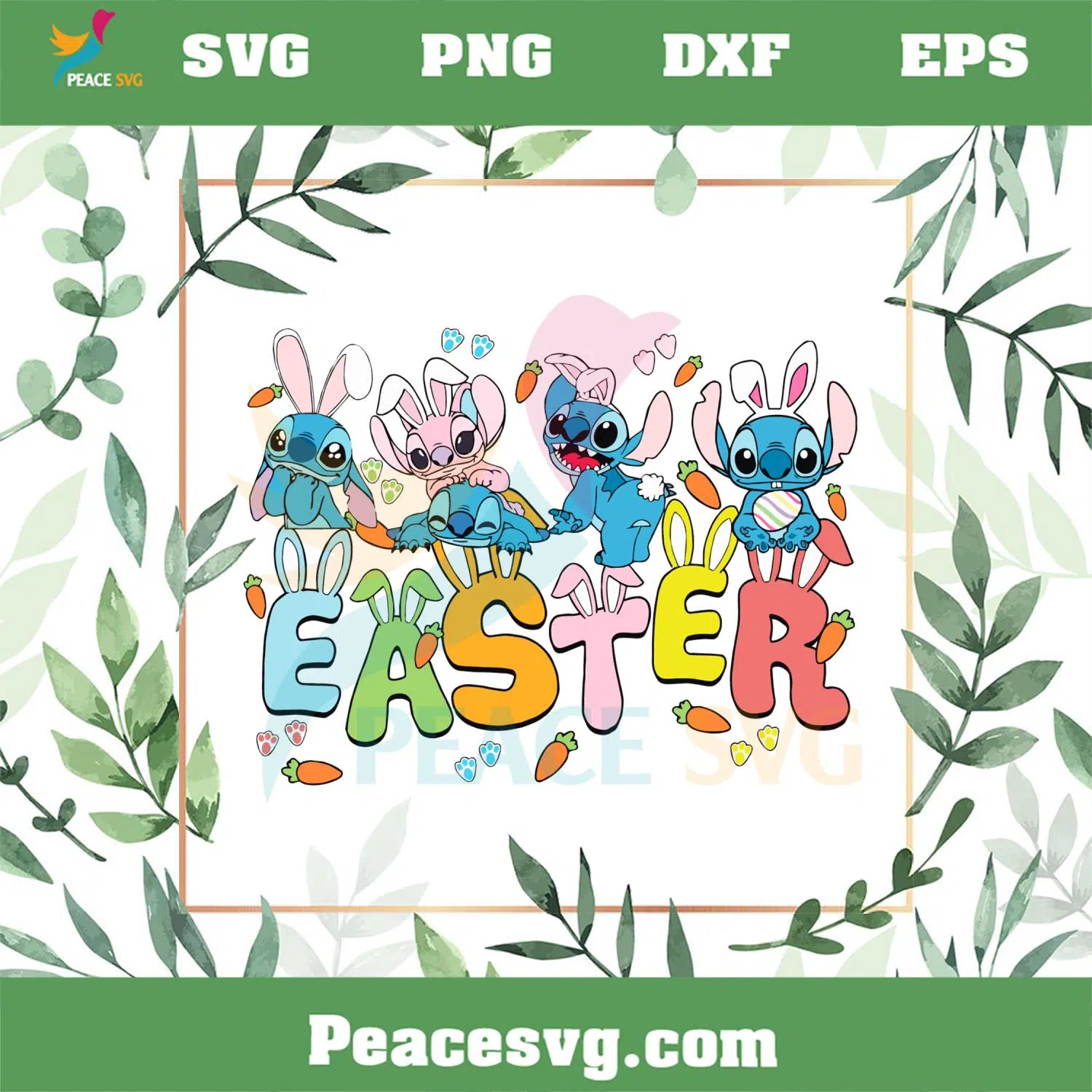 Disney Stitch And Angel Easter Bunny Ear SVG Graphic Designs Files