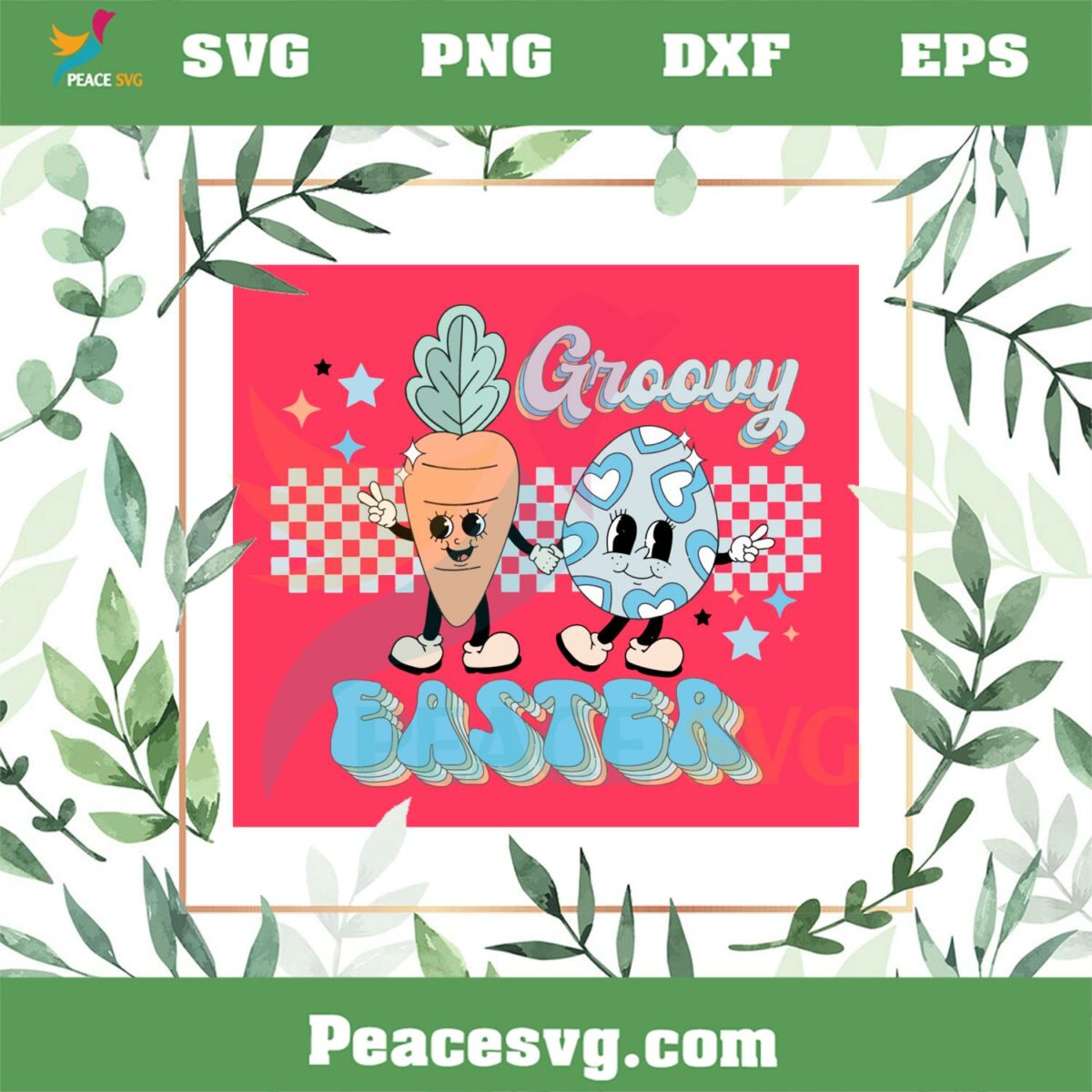 Groovy Easter Cute Easter Carrot Eggs SVG Graphic Designs Files