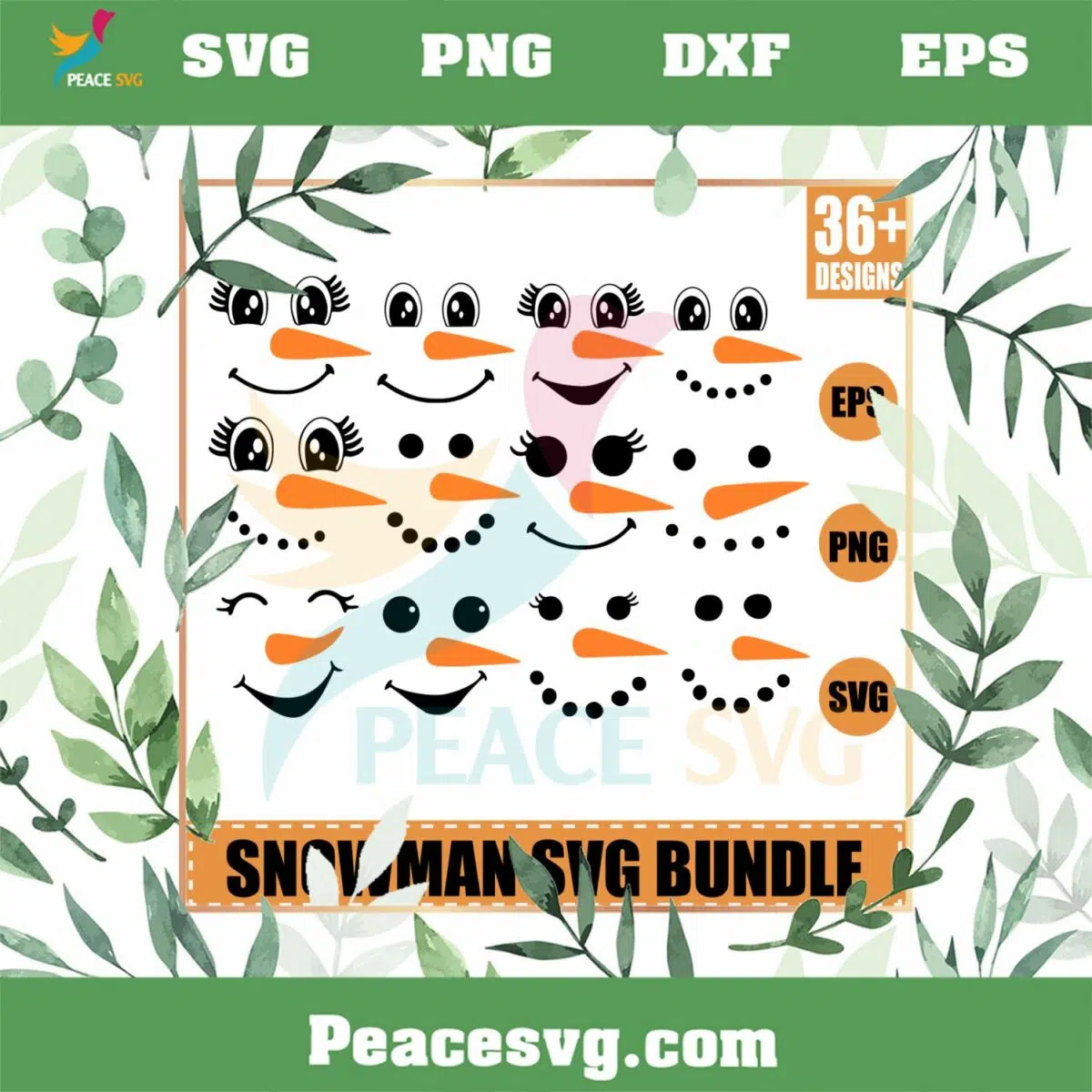 Snowman Faces Bundle SVG Christmas Winter Cutting Files