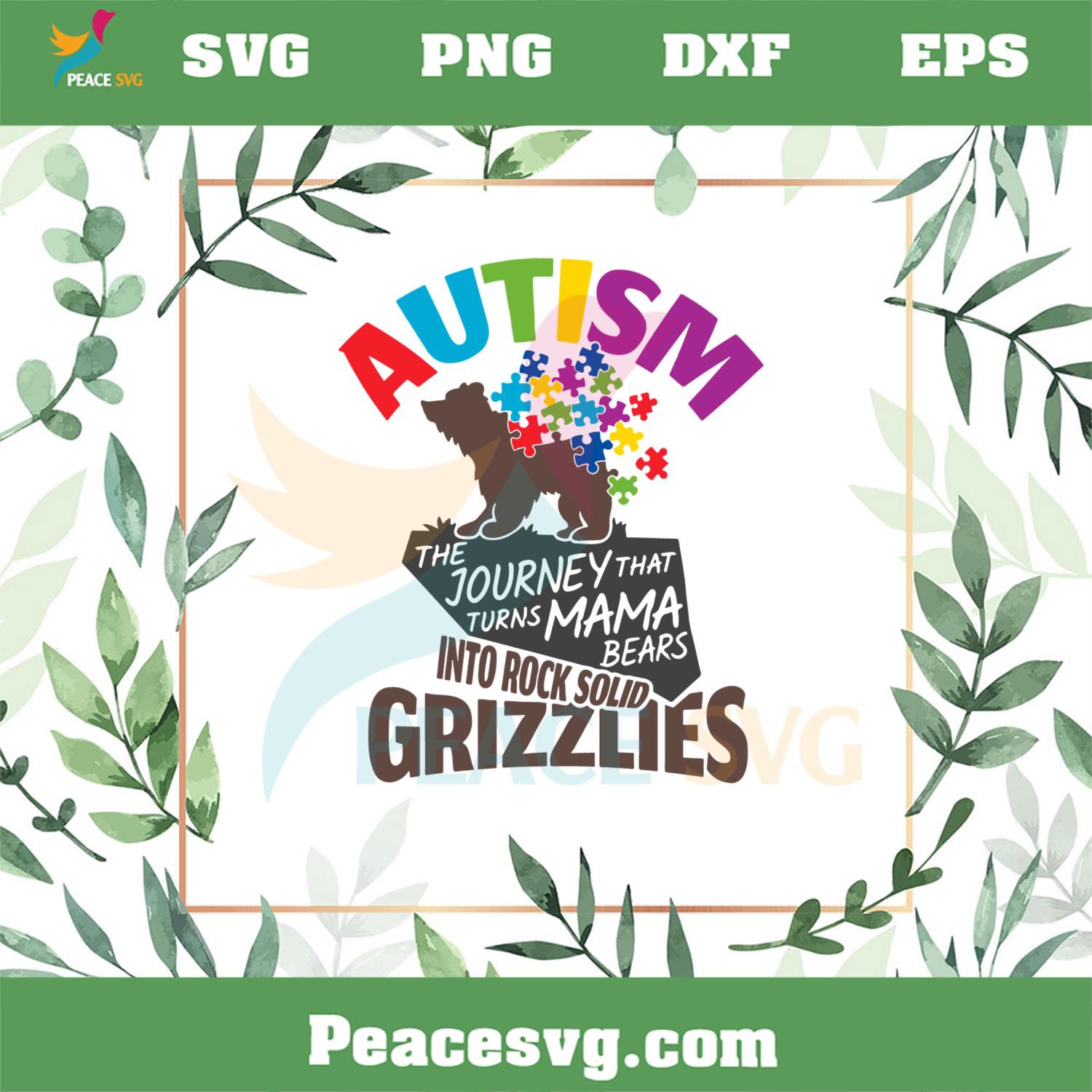 Autism Mama Bear Into Rock Soulid Grizzlies SVG Cutting Files