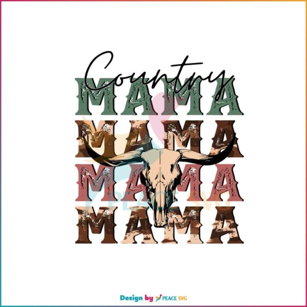 Vintage Contry Mama Bull Skull Cowboy Mom PNG Sublimation