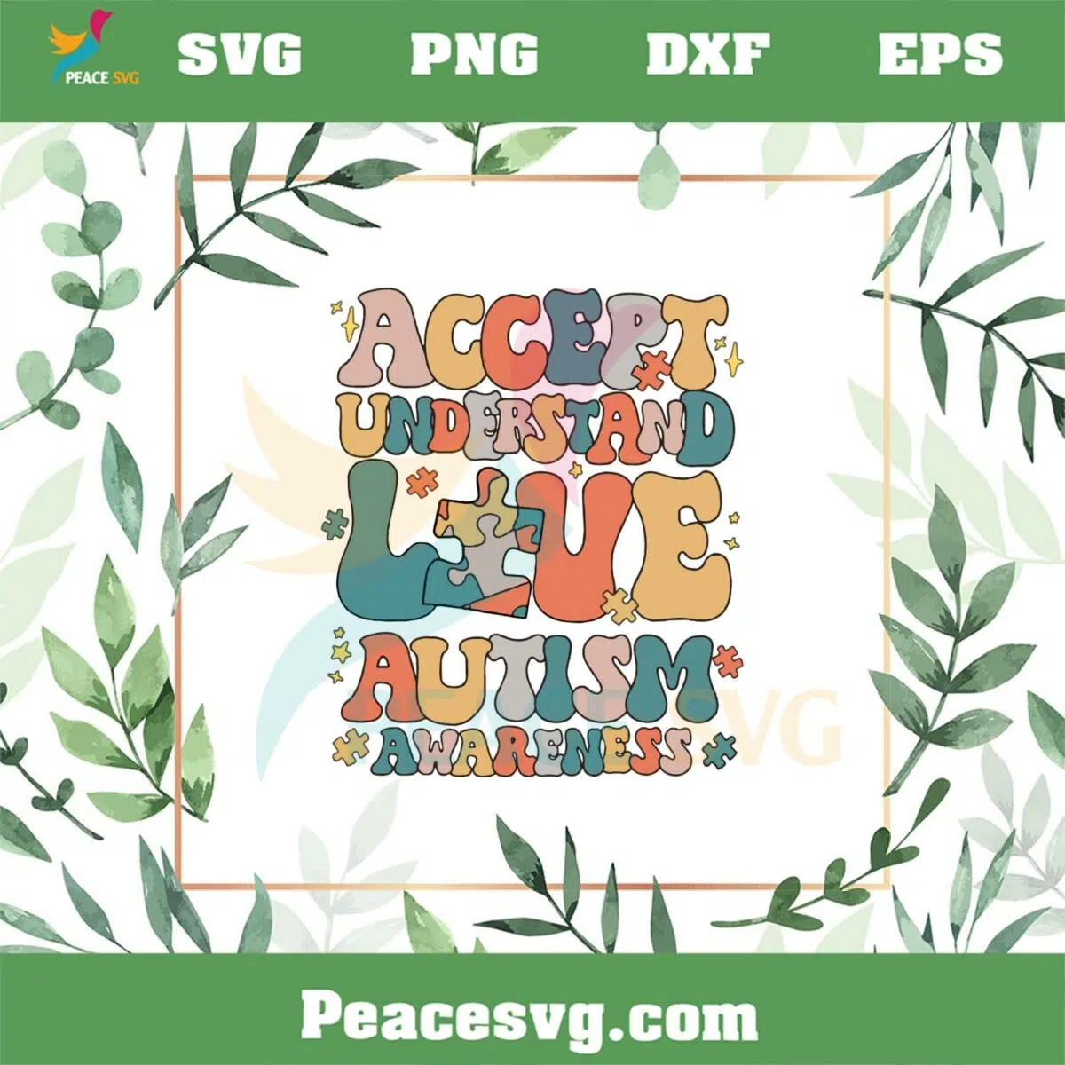 Accept Understand Love Autism Awareness SVG Cutting Files