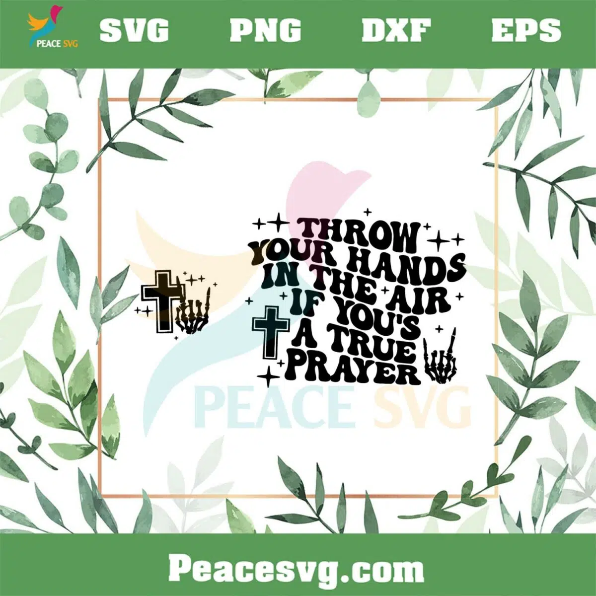 Throw Your Hands In The Air If You’s A True Prayer SVG Funny Easter Skeleton SVG