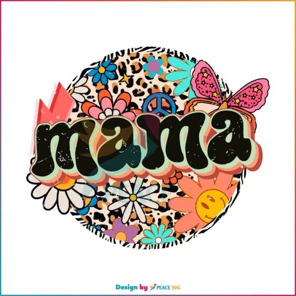 Retro Groovy Hippie Mama SVG Best Graphic Designs Cutting Files