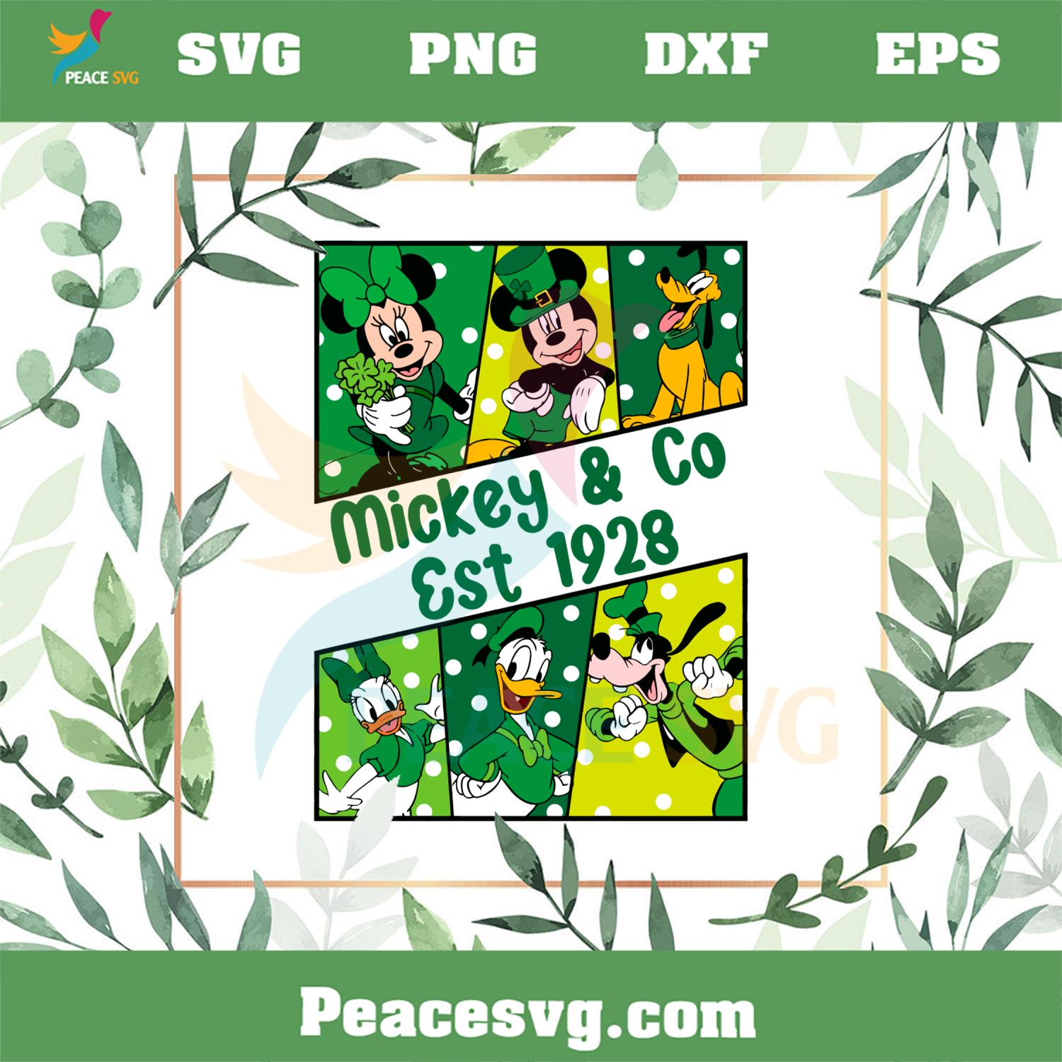 St Patrick’s Day Mouse And Friends Mickey And Co Est 1920 Shamrock Svg Cutting Files
