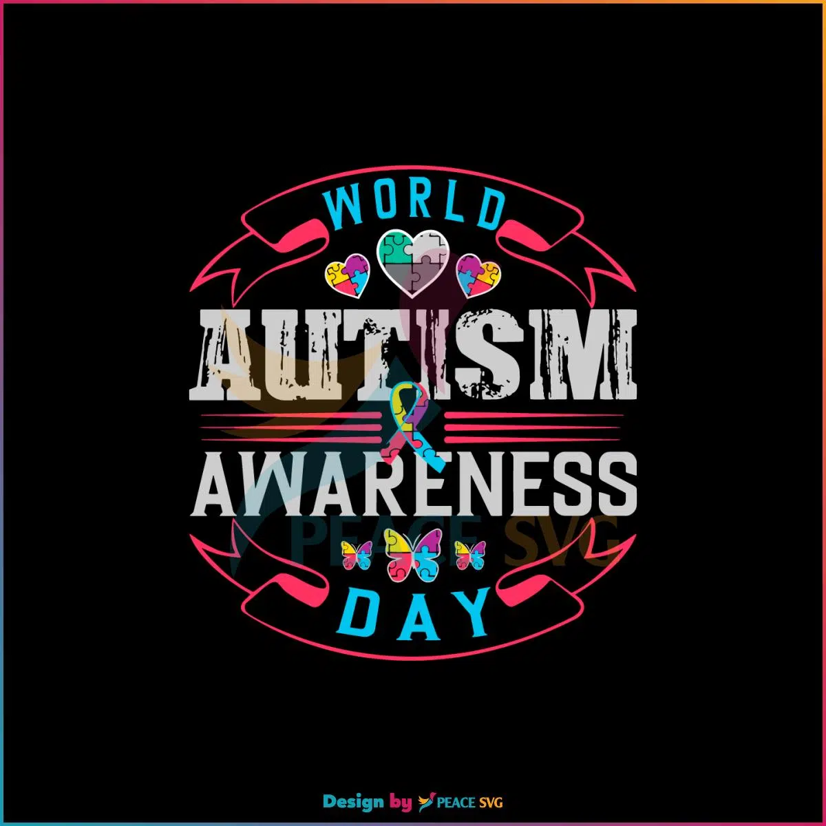 World Autism Awareness Day Autism Puzzle Ribbon SVG Cutting Files