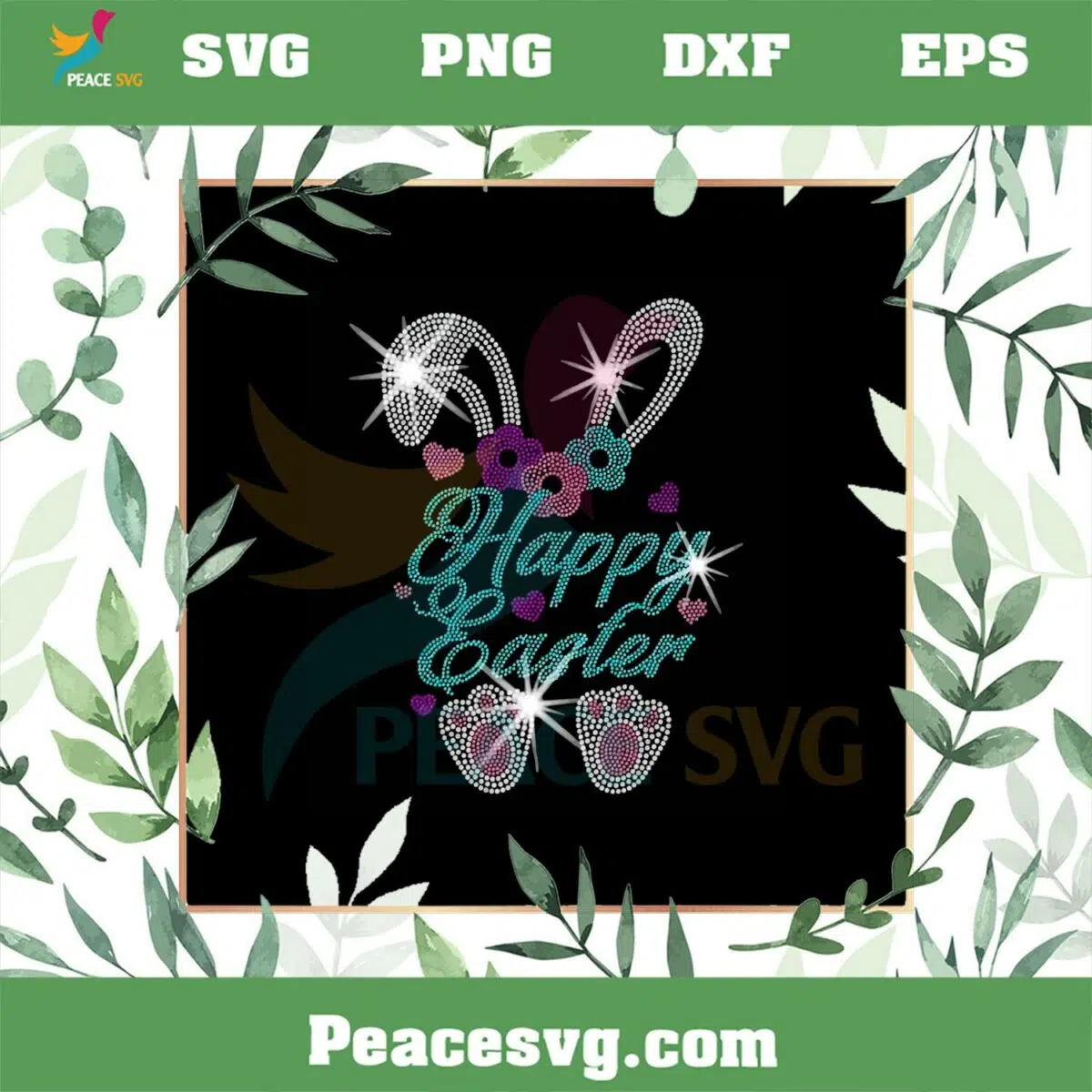 Happy Easter Cute Bunny Sparkle Spangle Bling Svg Cutting Files