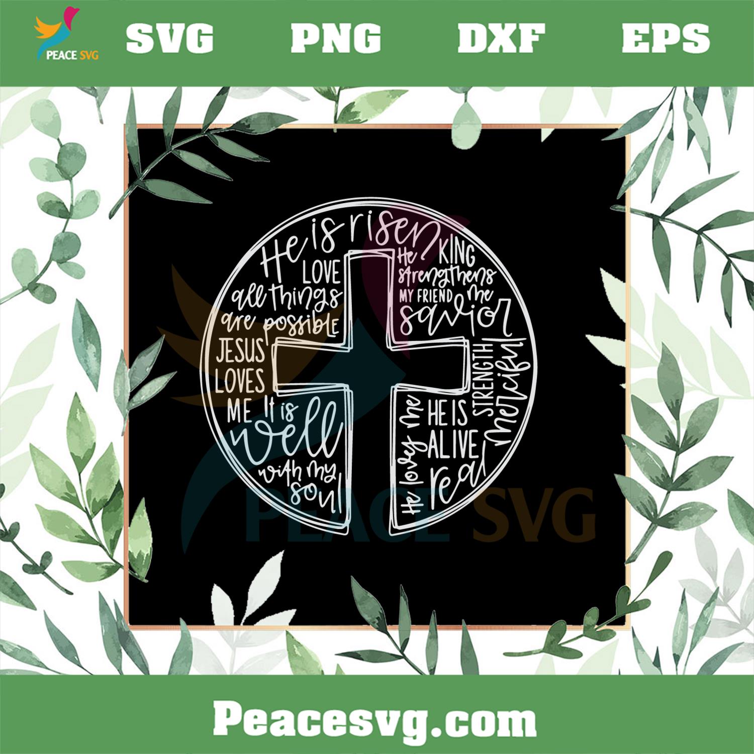 He Is Risen Christian Cross SVG Files for Cricut Sublimation Files
