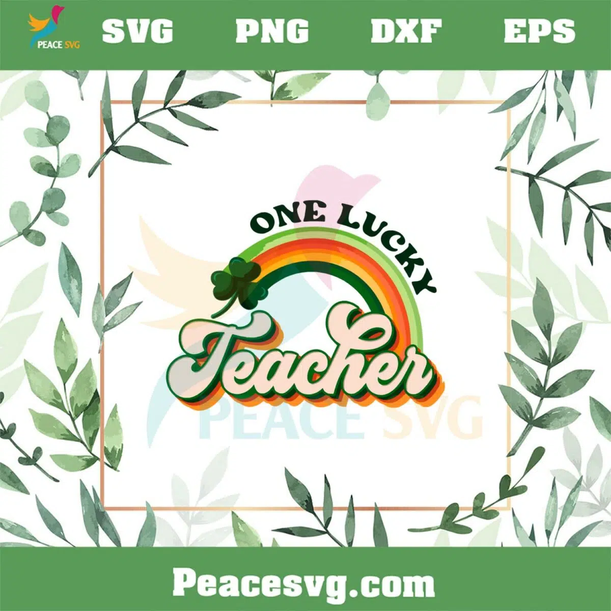 Retro One Lucky Teacher Shamrock Rainbow SVG St Patrick’s Day Teacher SVG