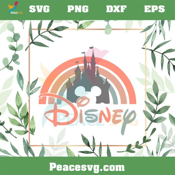 Disney Castle Vintage Rainbow Svg Graphic Designs Files