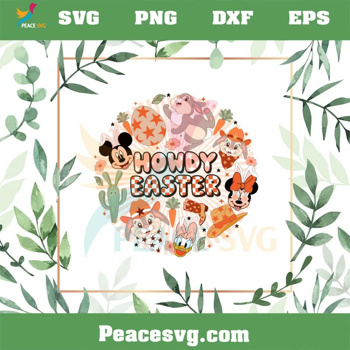 Howdy Boho Western Cowboy Easter Bunny SVG Happy Easter Disney SVG