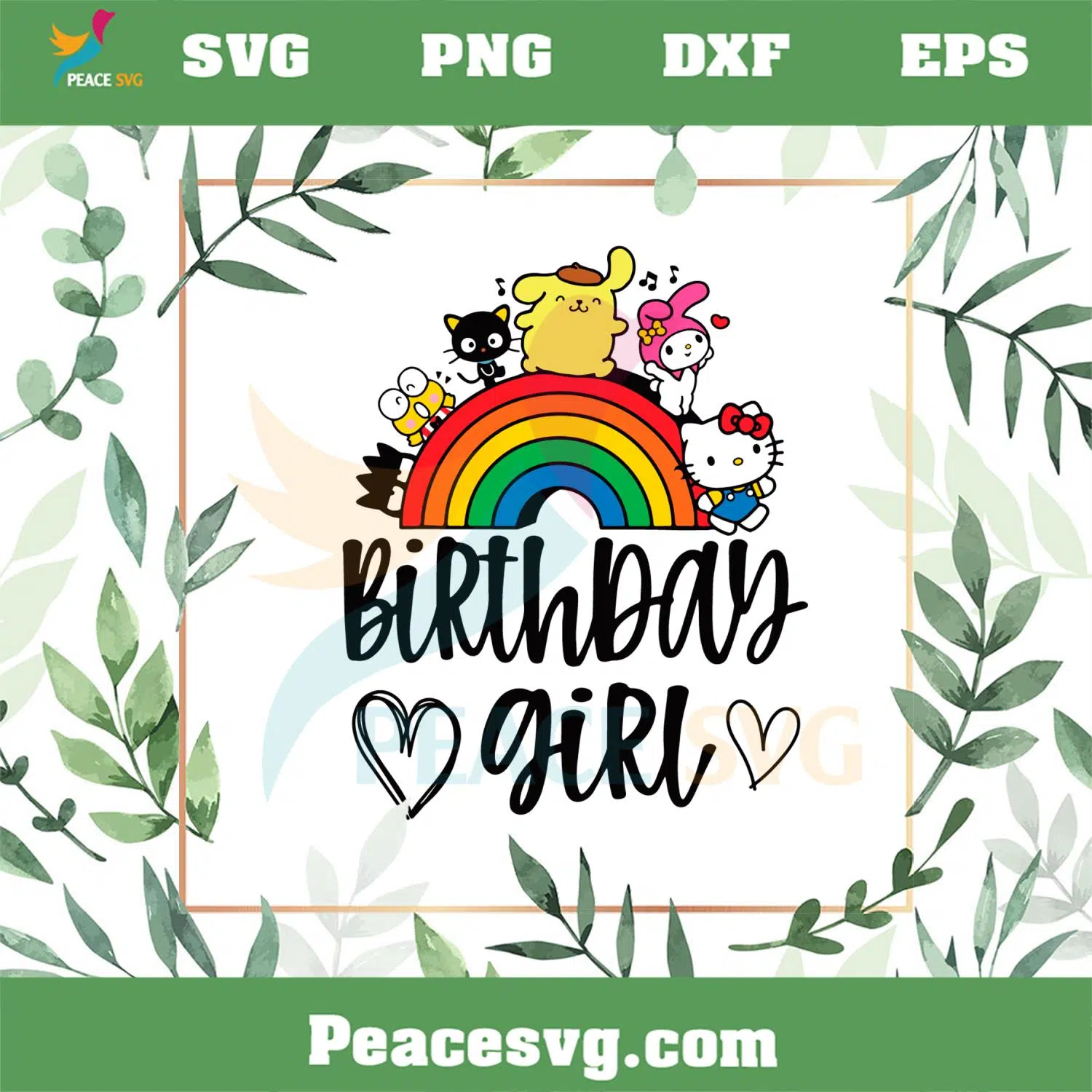 Hello Kitty And Friends Rainbow Birthday SVG Cutting Files