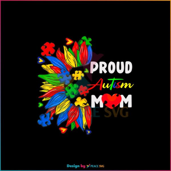 Proud Autism Mom Sunflower Puzzle SVG Cutting Files