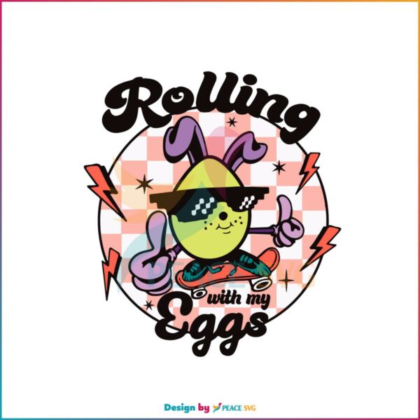 Rolling With My Eggs SVG Funny Easter Bunny Skateboar Svg