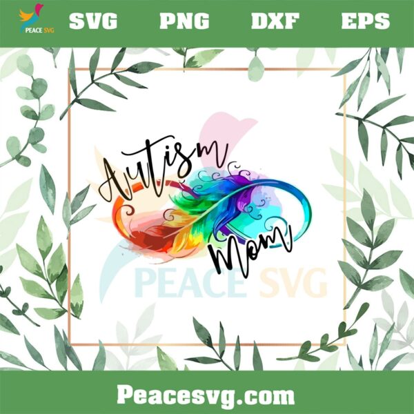 Autism Mom Autism Awareness Feather PNG Sublimation Designs