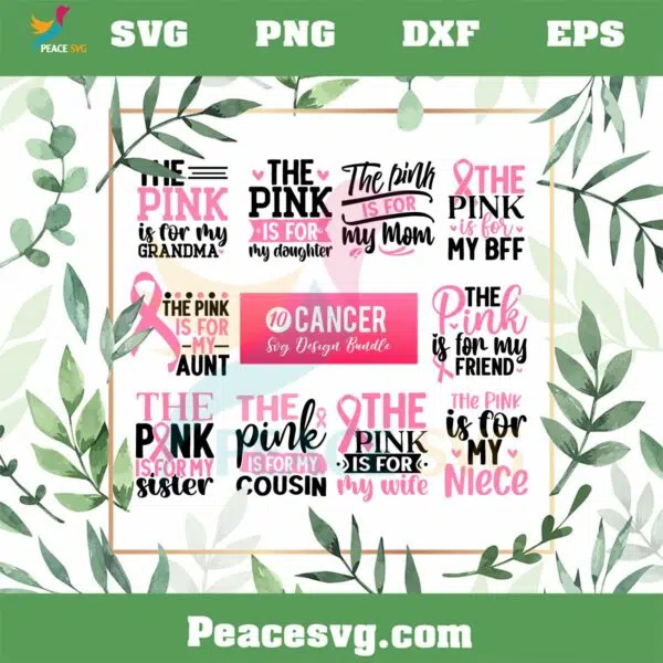 Breast Cancer Bundle SVG Pink Ribbon Cricut Digital Files