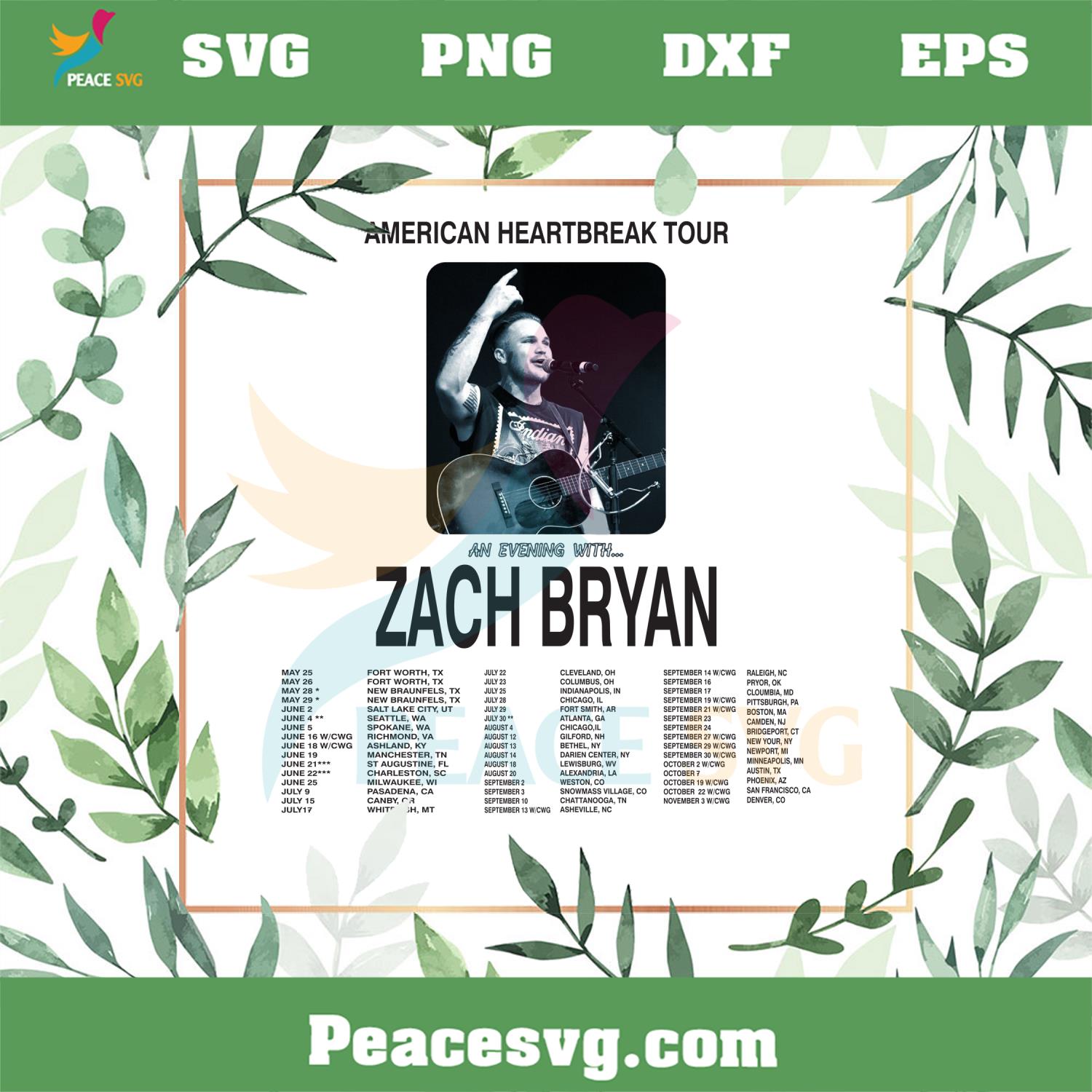 American Heartbreak Zach Bryan Tour PNG Sublimation Designs