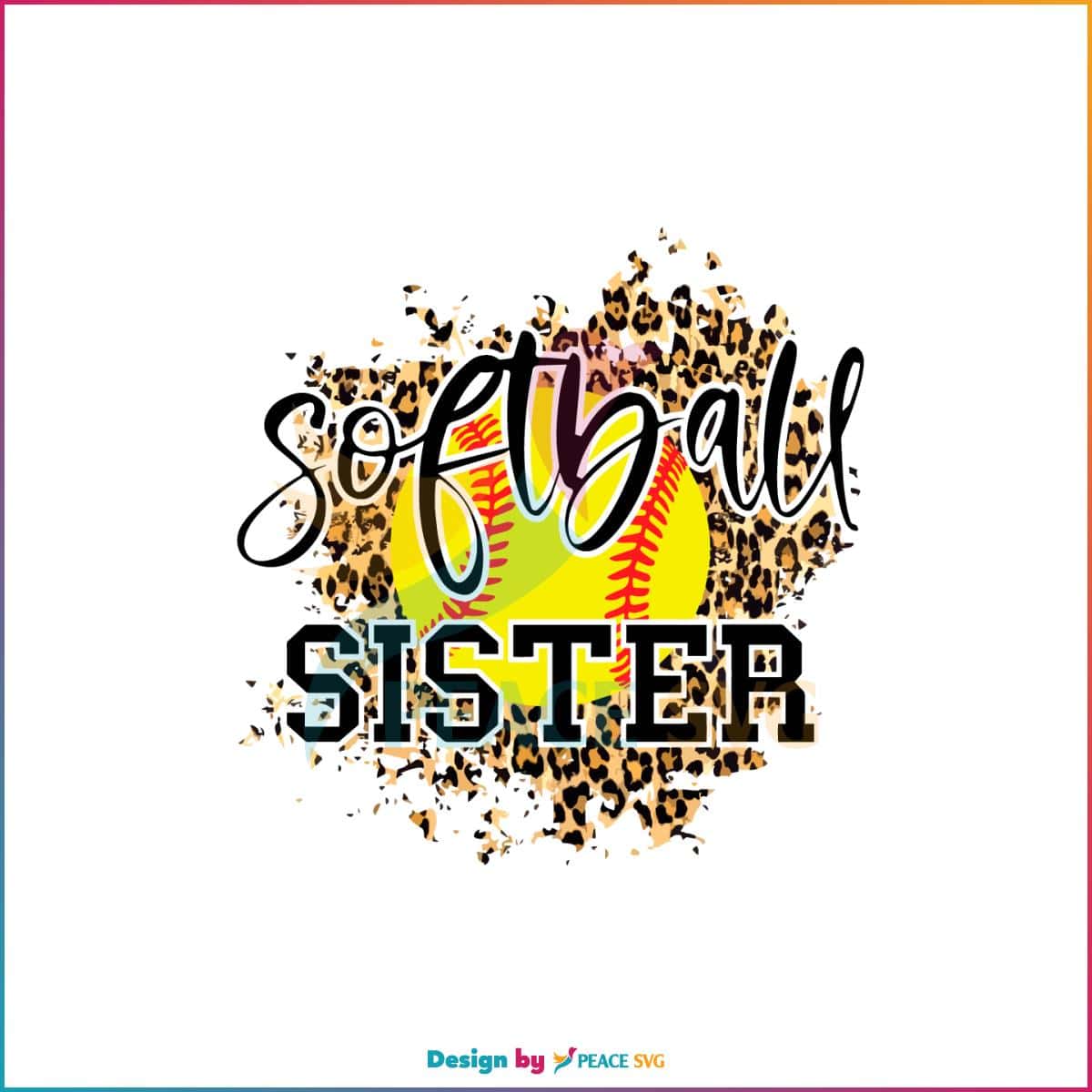 Softball Sister Cheetah Leopard Softball SVG Mothers Day SVG