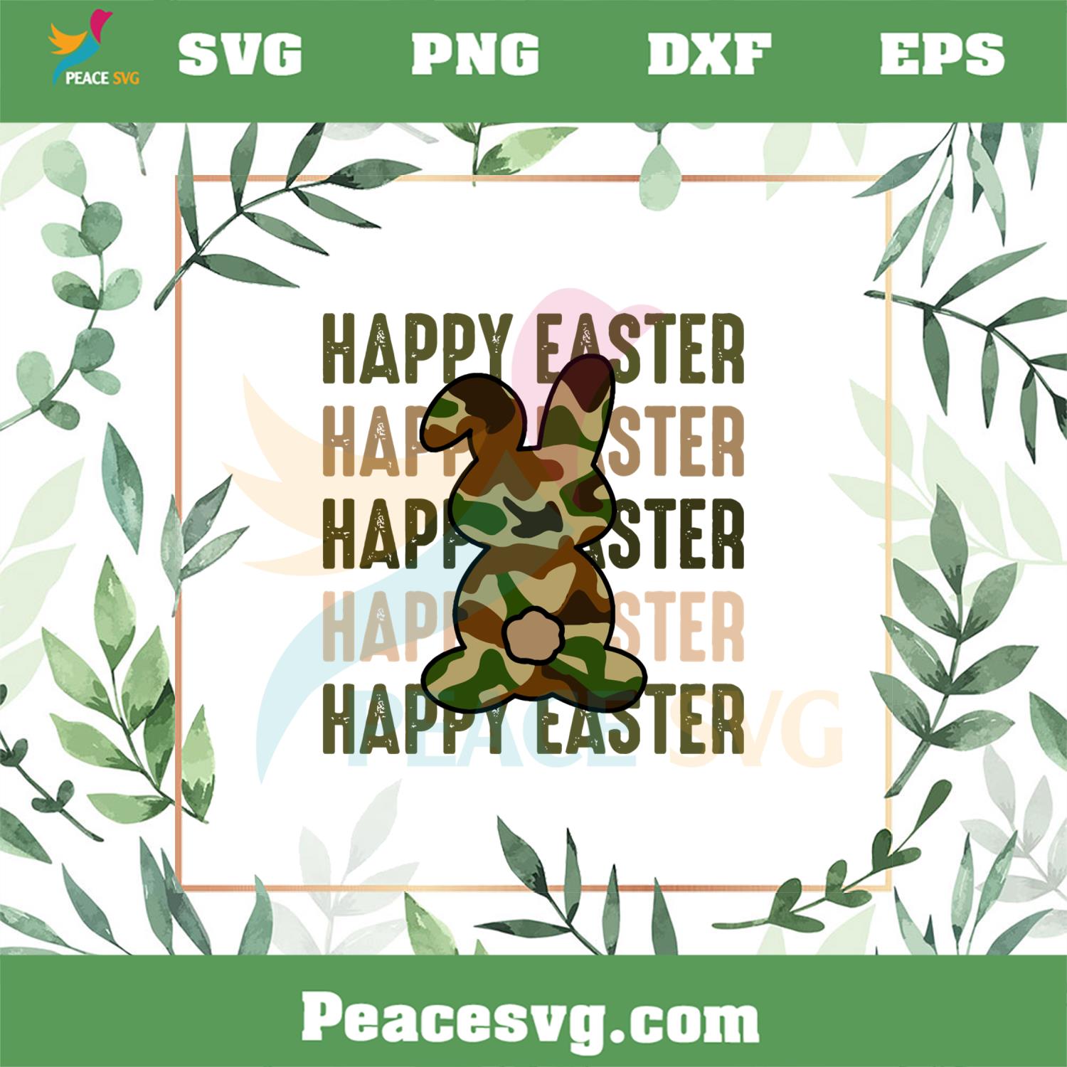 Camouflage Happy Easter Army Easter Bunny SVG Cutting Files