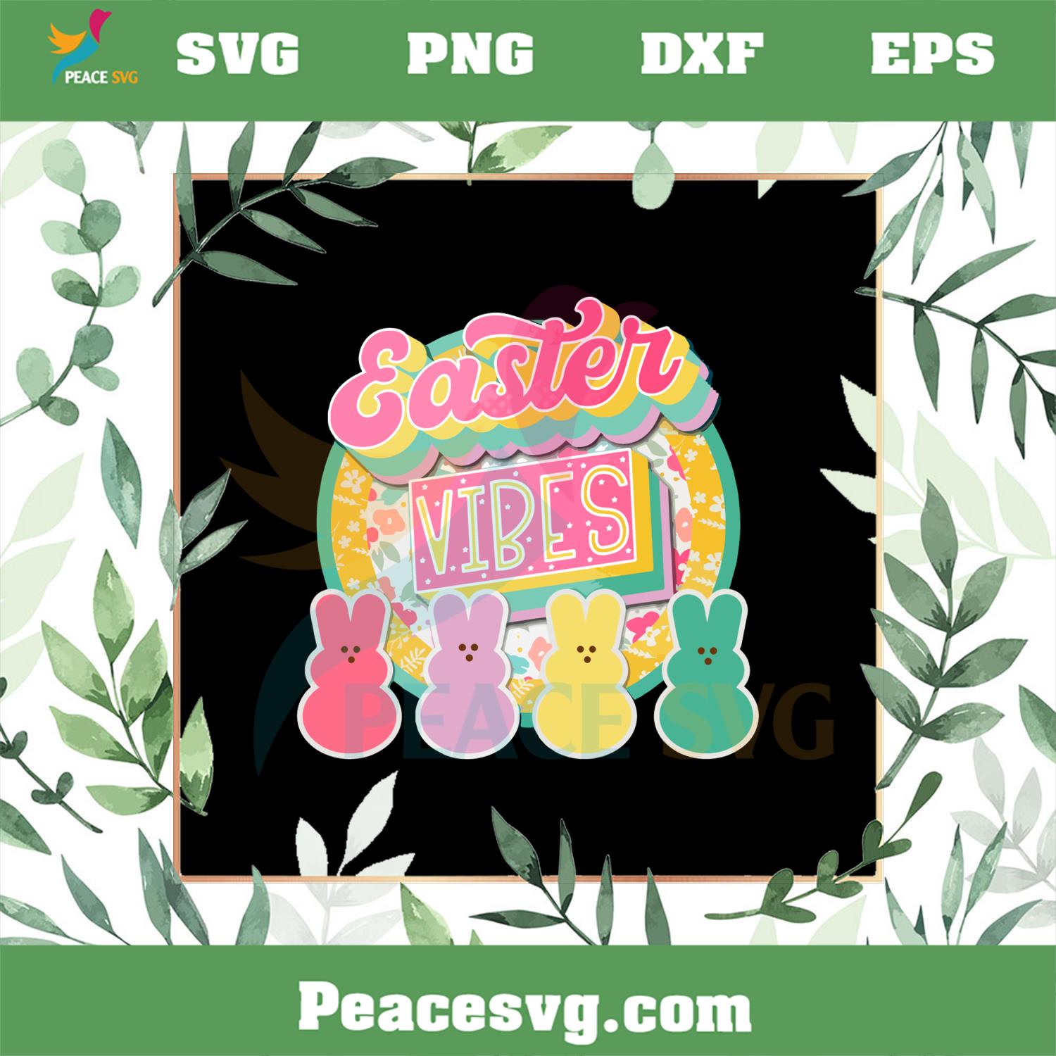 Easter Vibes Cute Bunny Peeps SVG For Cricut Sublimation Files