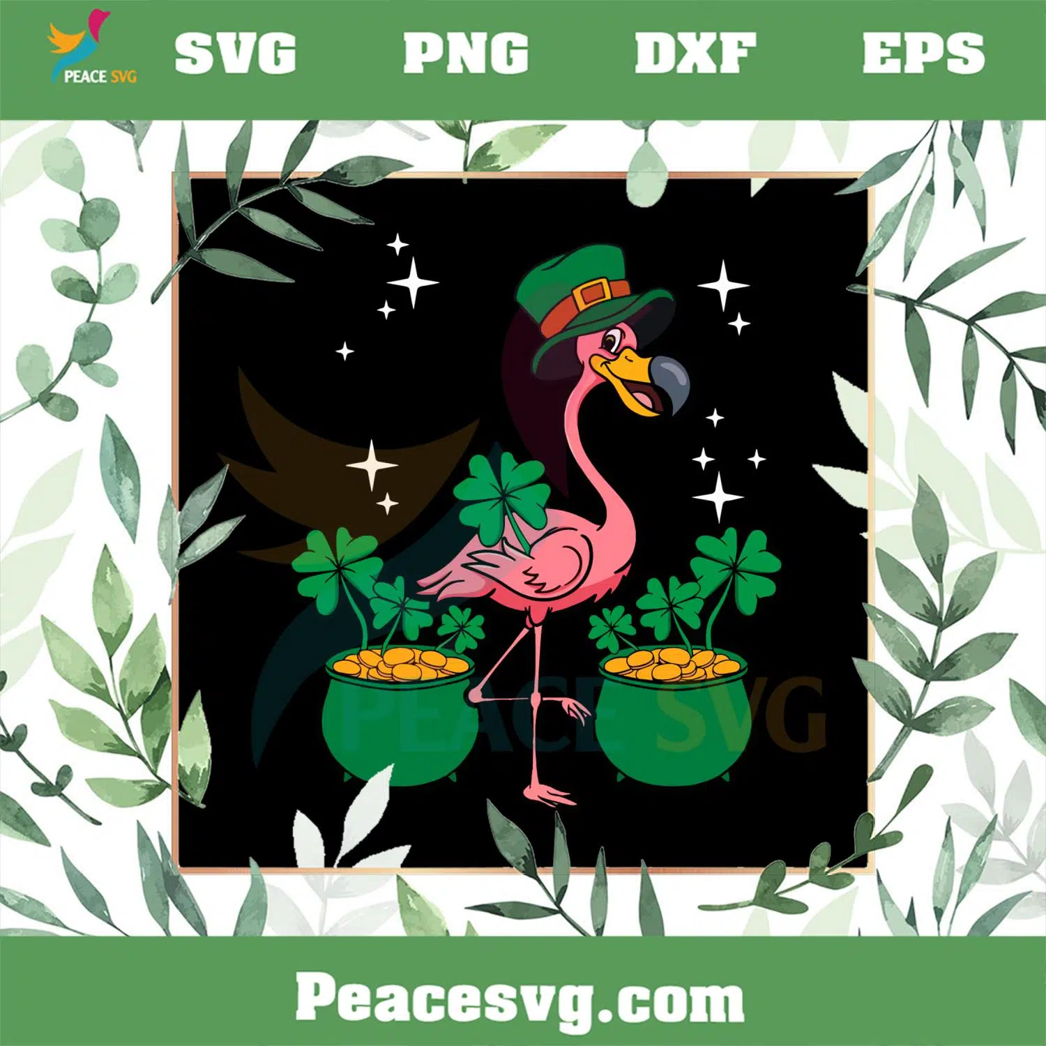 St Patrick’s Day Flamingo Pot Of Gold SVG Graphic Designs Files