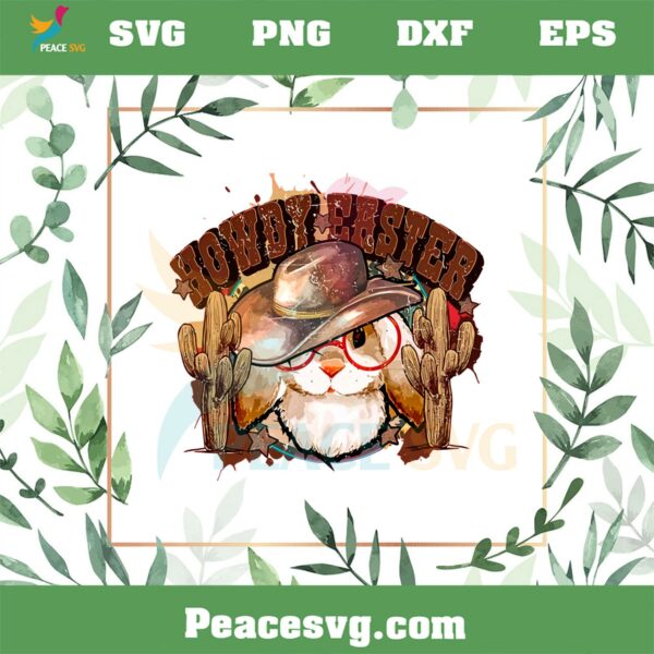 Howdy Easter Bunny Western Cowboy PNG Sublimation Designs