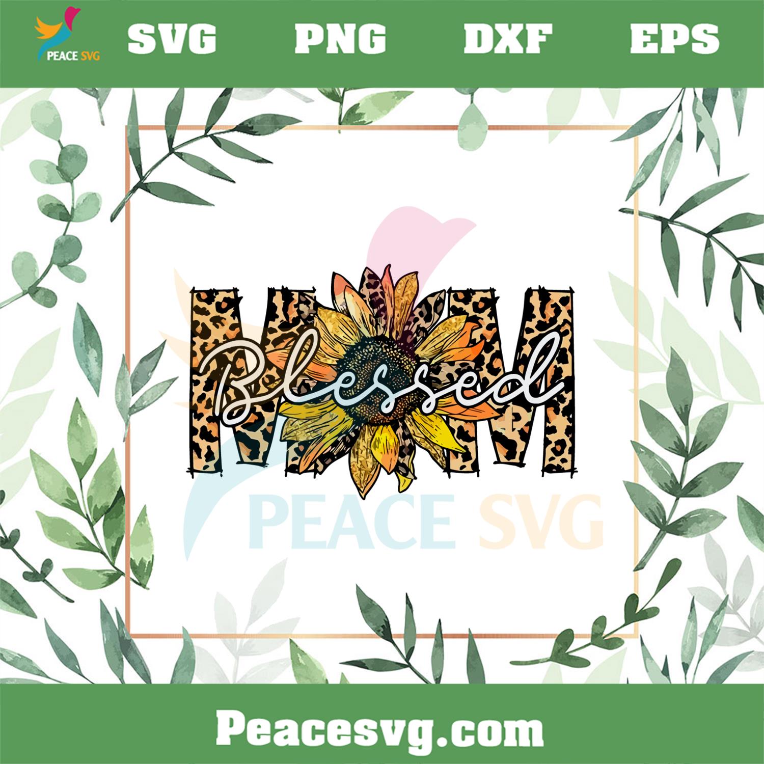 Blessed Mom Leopard SunFlower PNG Sublimation Designs