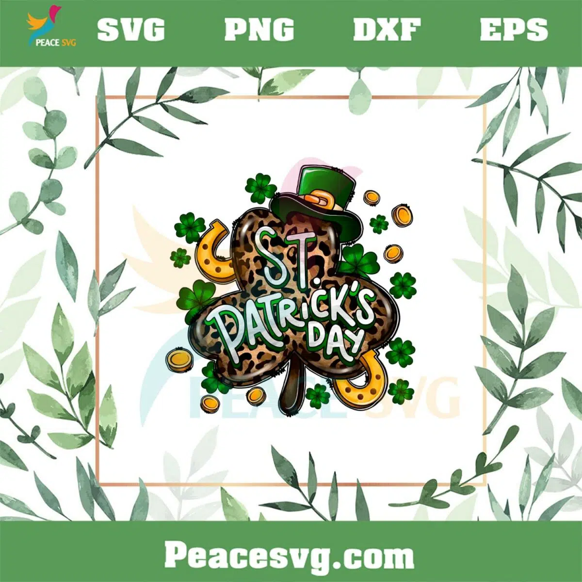 St Patrick’s Day Leopard Shamrock PNG Sublimation Designs